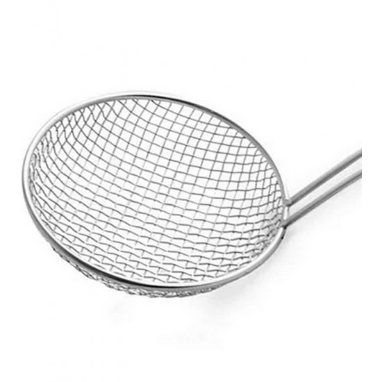 Escumadeira Para Fritura 14cm Diâmetro Por 36,5cm De Comprimento Aço Inox